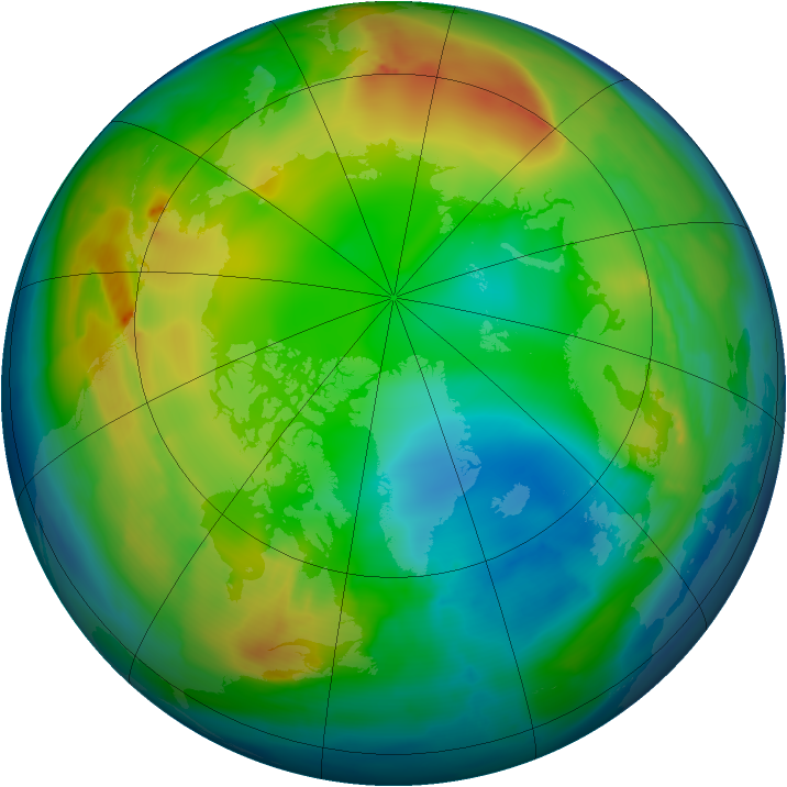 Arctic ozone map for 09 December 2010